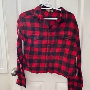Harlow cropped plaid button down top